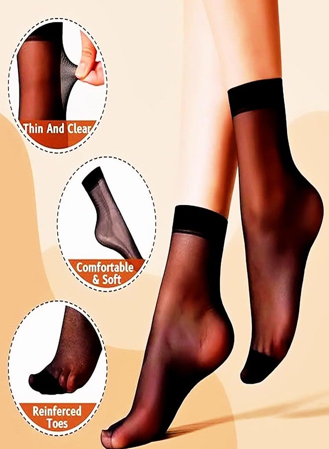 CHIOSHIO FCZDQ Women's 6 Pairs Sheer Ankle Nylon Socks Soft Hosiery Girl's Ballet Thin Seamless Silk Without Heel.(One Size, 3 Nude 3 Black) - Image 3